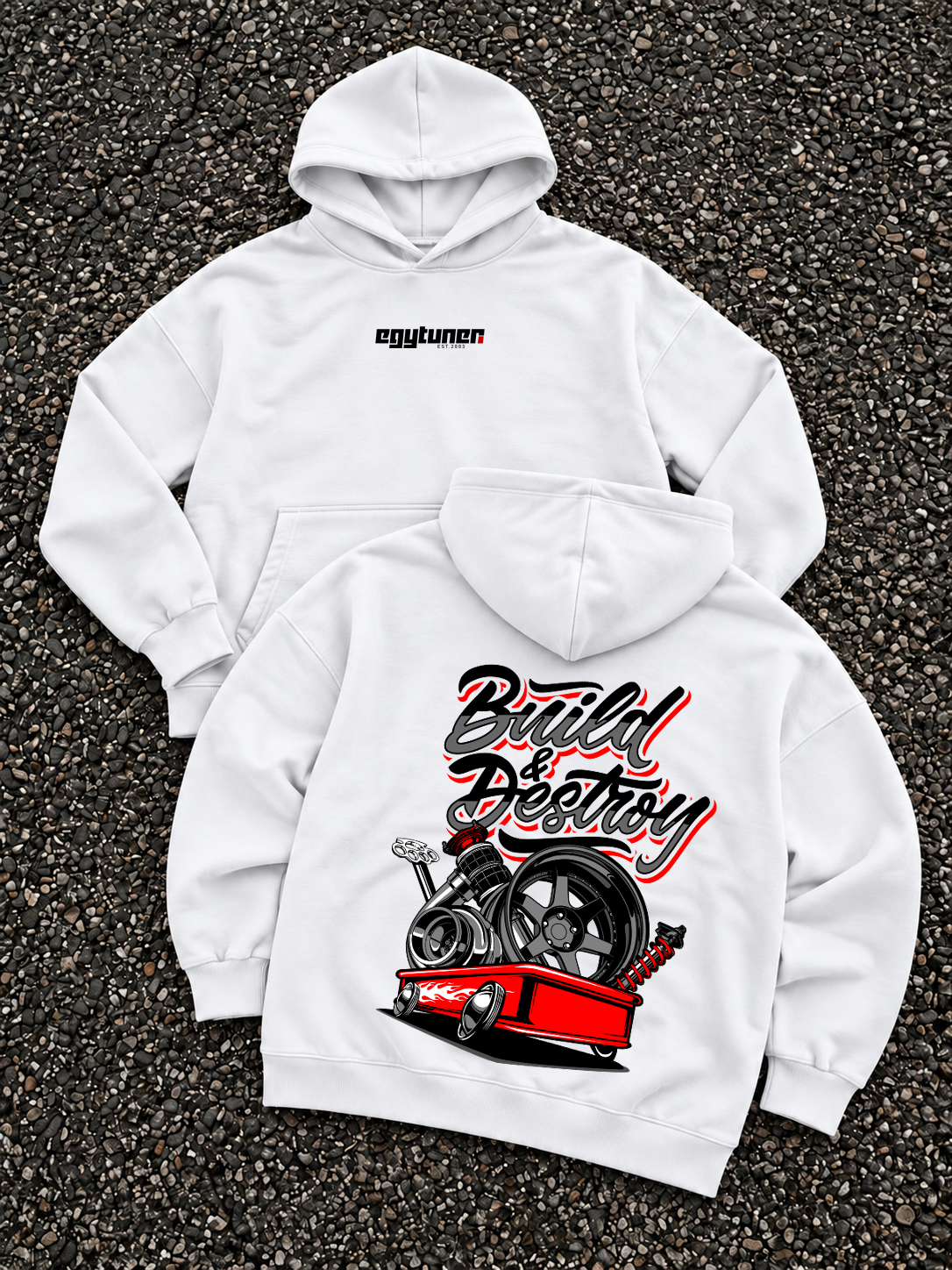 Build and Destroy hoodie white