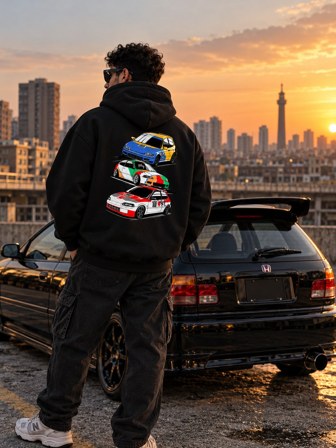 EG Racing hoodie lifestyle photo