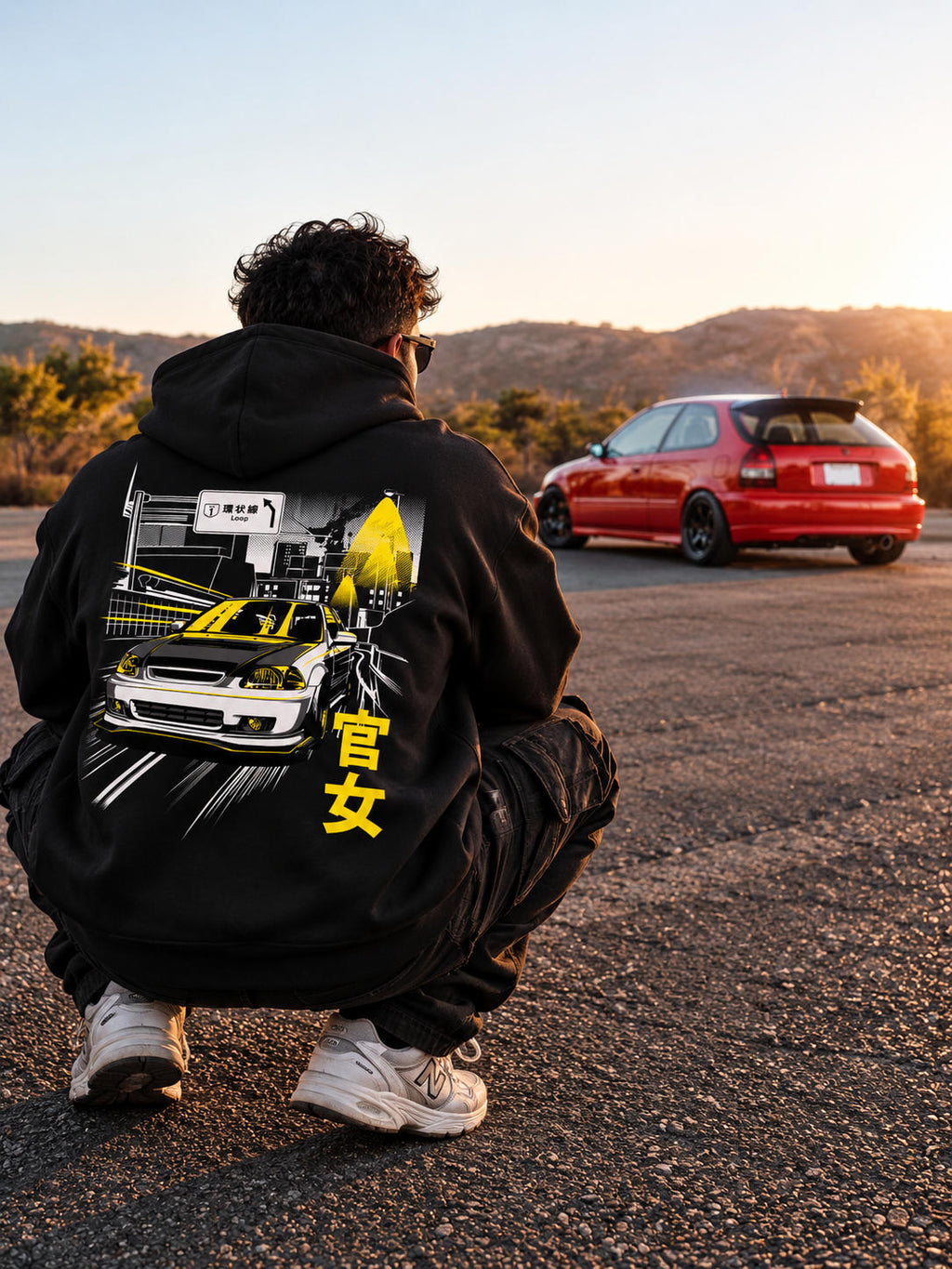 Civic EK Kanjo hoodie lifestyle photo