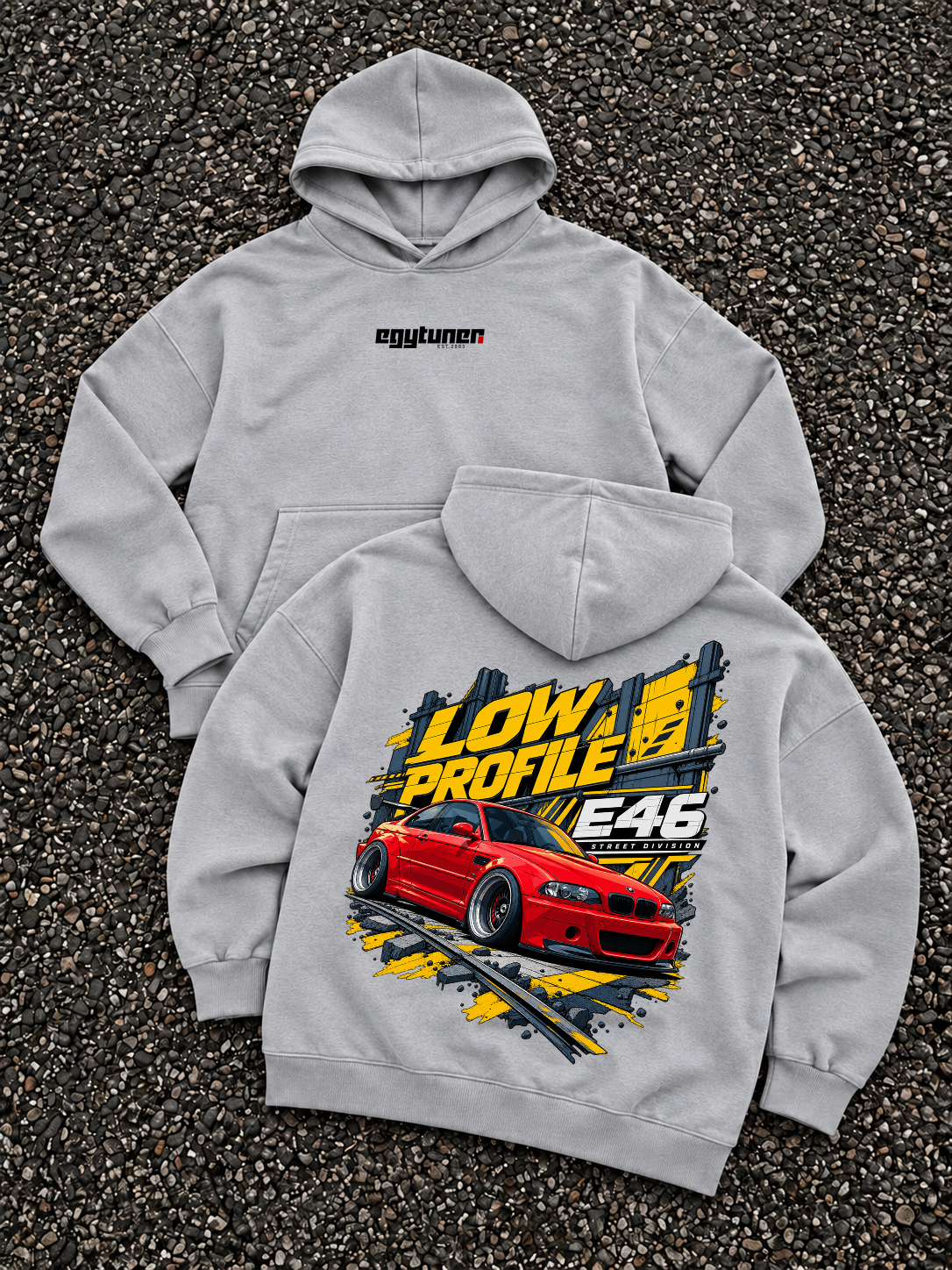 Low Profile E46 oversized hoodie Grey