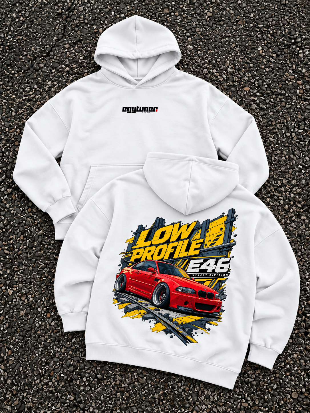 Low Profile E46 oversized hoodie White