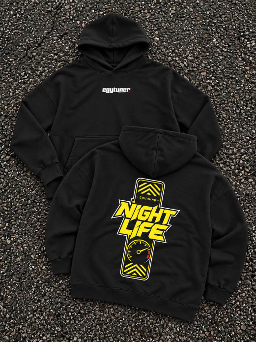 Night Life oversized hoodie Black
