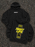 Night Life oversized hoodie Black