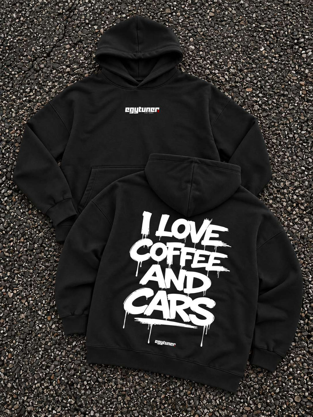 Coffee and Cars oversized hoodie Black
