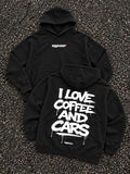 Coffee and Cars oversized hoodie Black