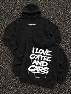 Coffee and Cars oversized hoodie Black