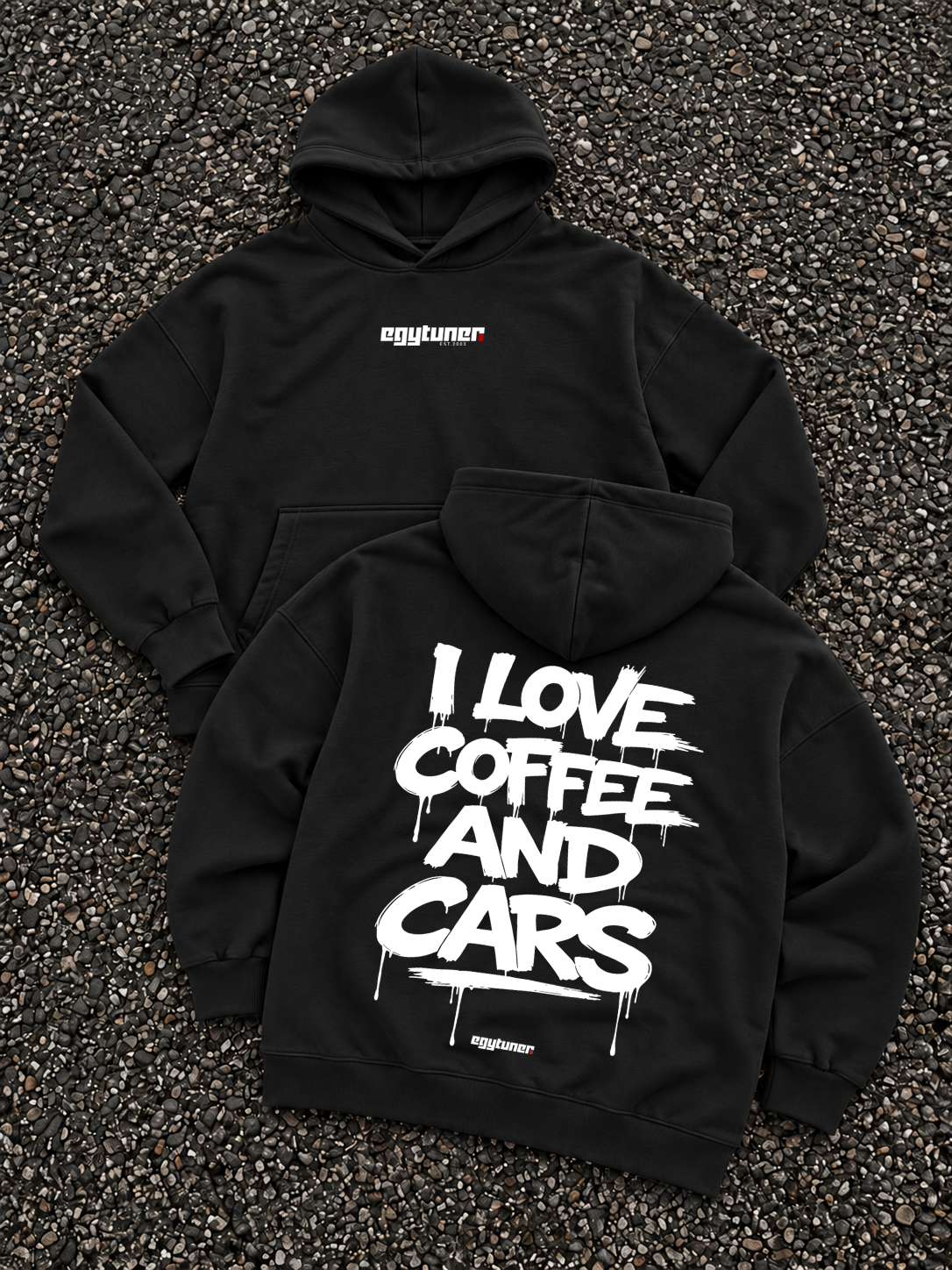 Coffee and Cars oversized hoodie Black
