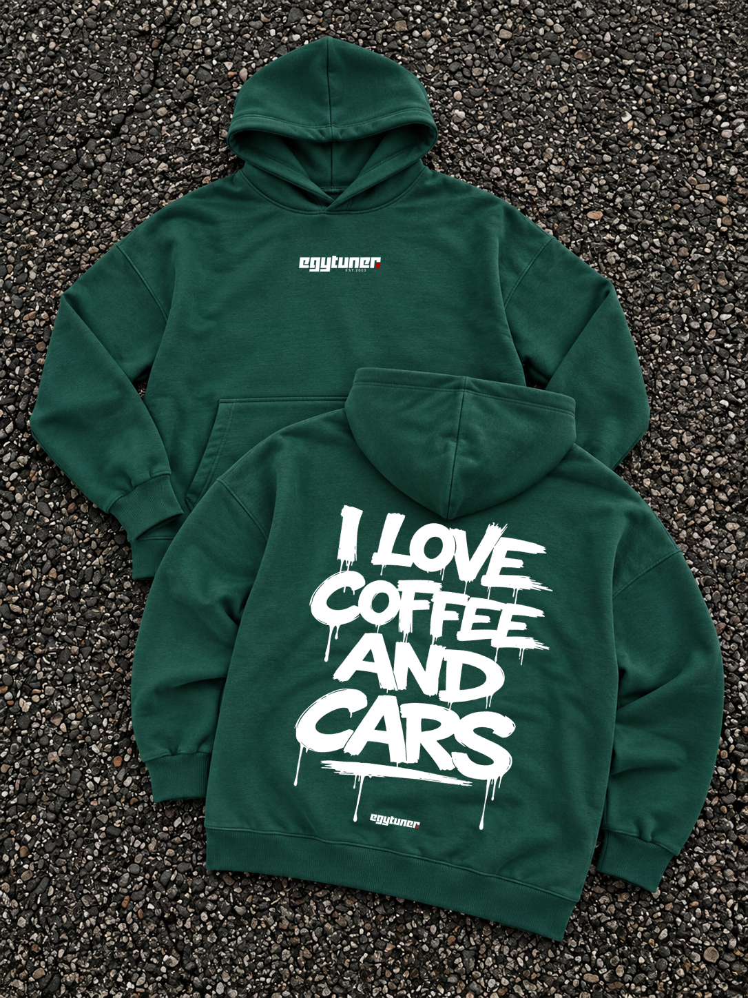 Coffee and Cars oversized hoodie Green