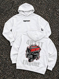 White 4B11T oversized hoodie back view