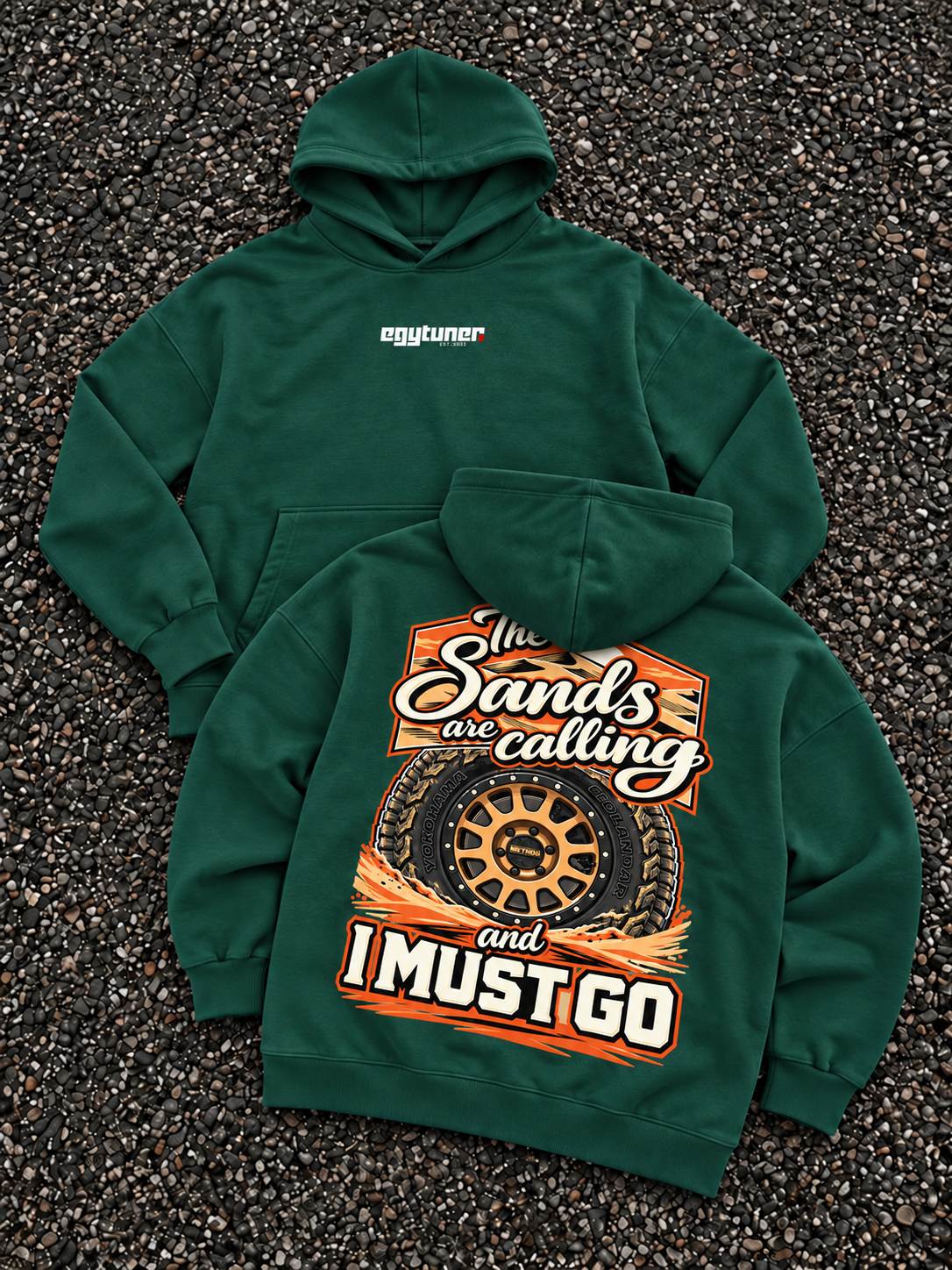 Sands Calling green oversized hoodie front and back
