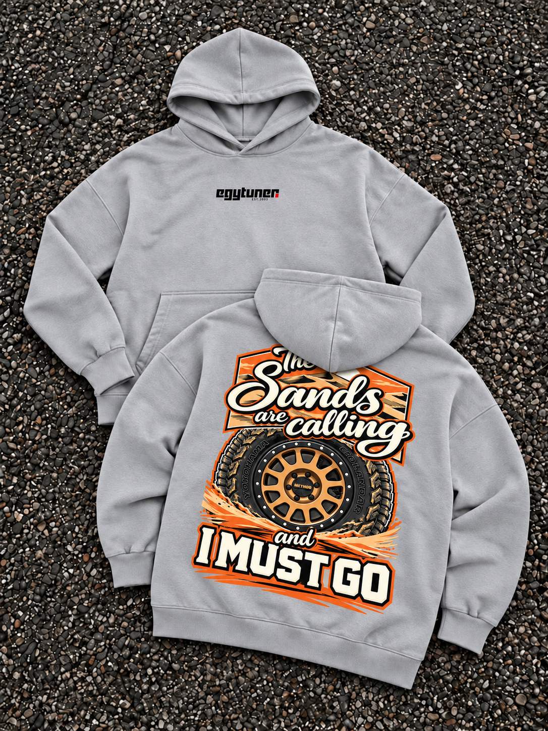 Sands Calling grey oversized hoodie front and back