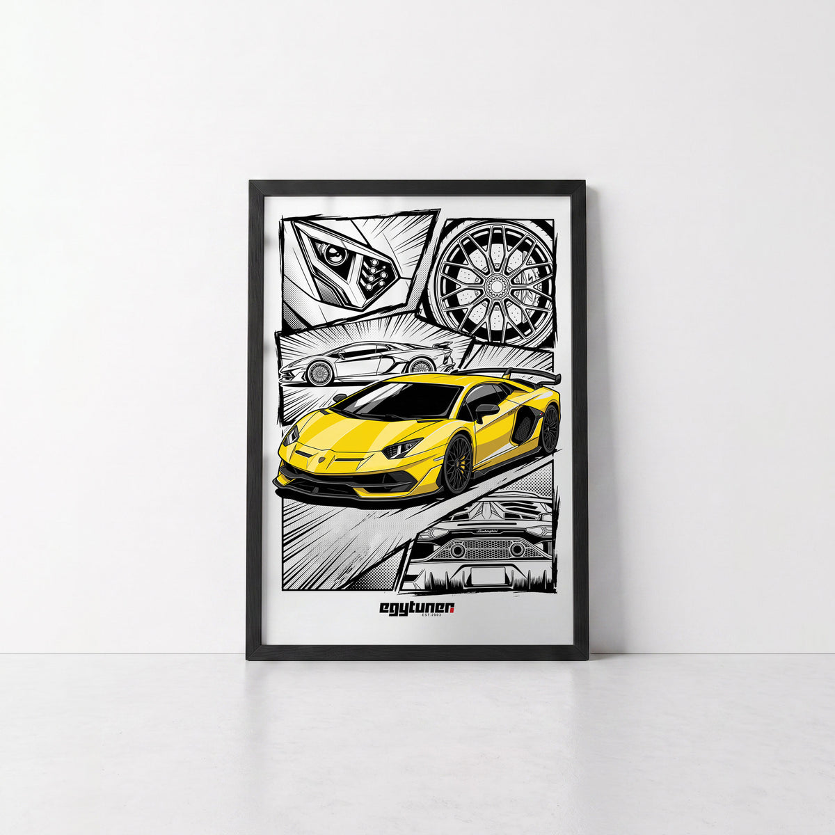 Yellow Aventador - Framed Poster