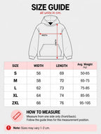 Egytuner oversized premium hoodie size chart
