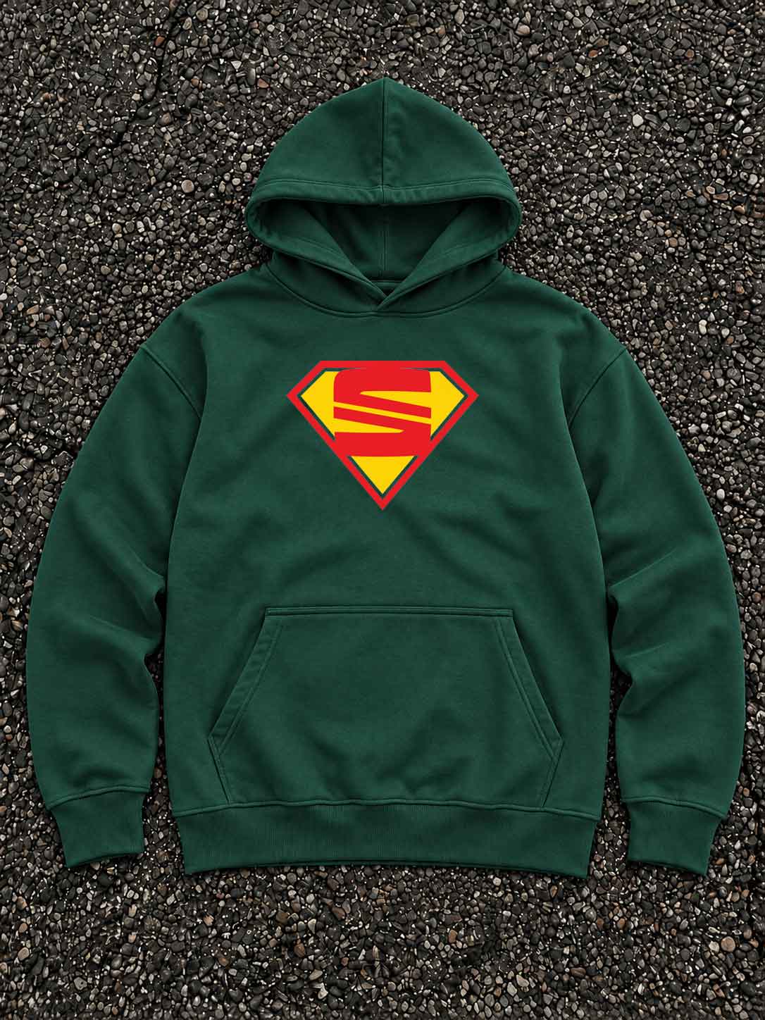 Green Super S oversized hoodie front view