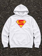 White Super S oversized hoodie front view